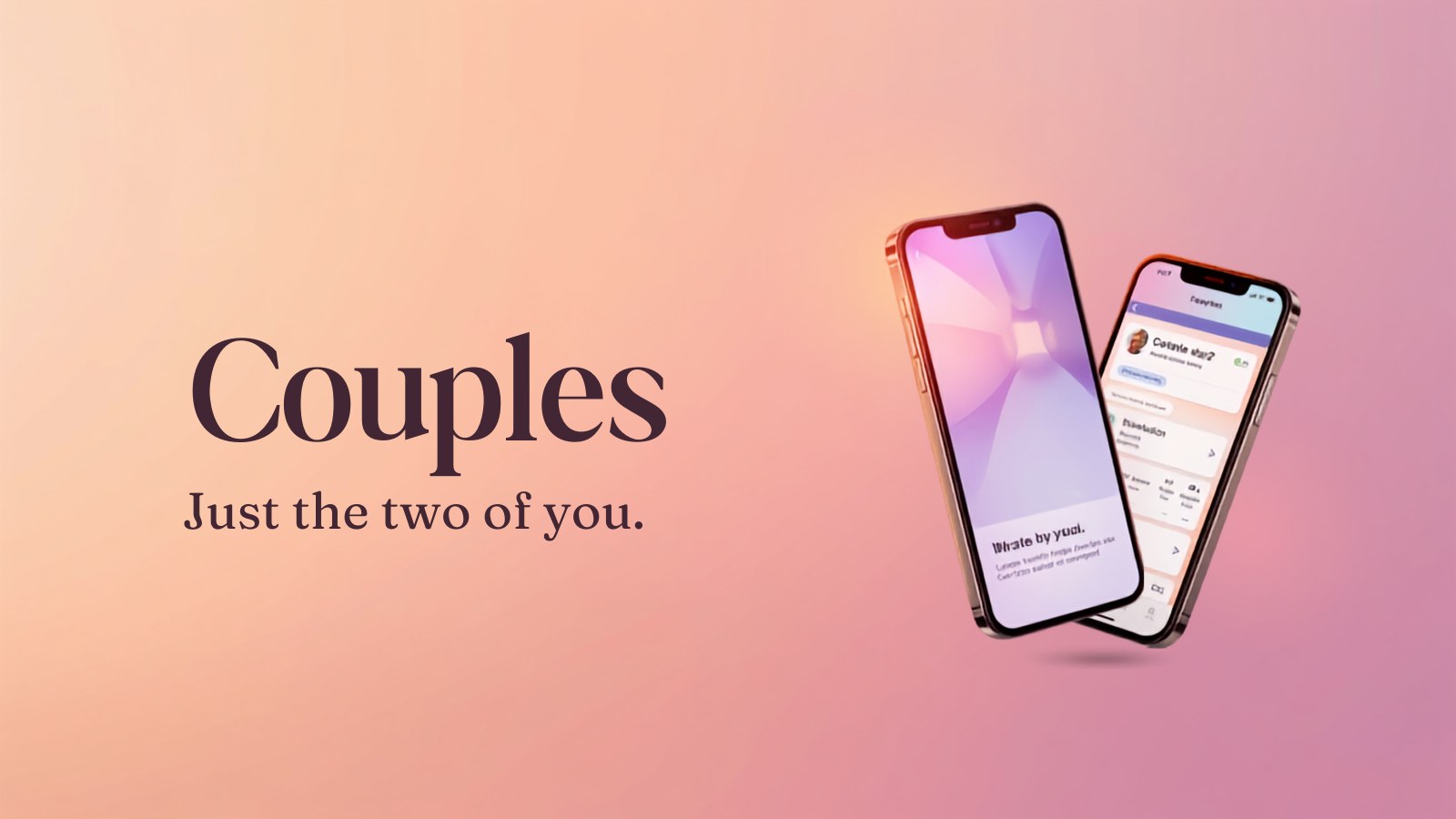 Couples — a private app just for the two of you, shown on two phones